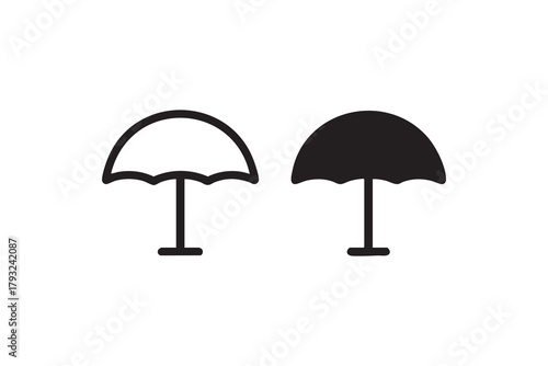 Vector Patio umbrella line and solid icon pack outline different style. Symbol, logo