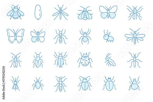 Seamless glowing insect icon pattern with various bugs