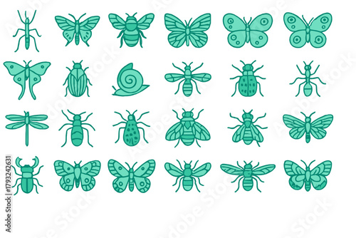 Seamless cartoon insect and snail pattern on green