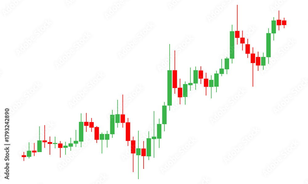 Naklejka premium Stock market candlestick chart with mixed trends