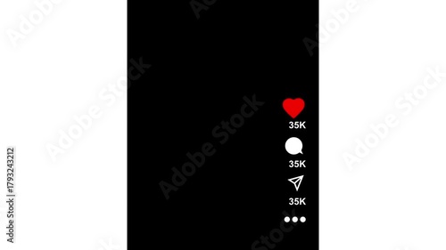 Vertical Video Overlay of Animated Reels Engagement Icons Growing , Likes, Comments, Shares. Social Media Elements.Social Media Management, Social Media Marketing.