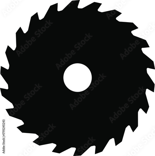 Illustration of black silhouette of a circular saw blade