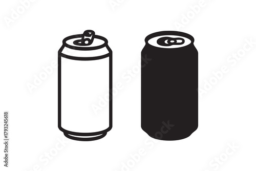 Vector Soda can line and solid icon pack outline different style. Symbol, logo