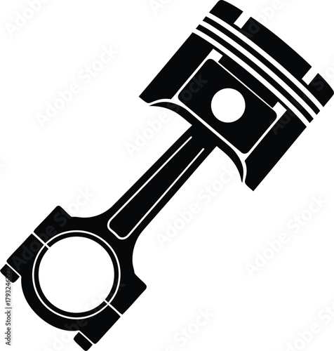 Illustration of black and white graphic of a piston