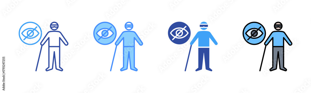 Obraz premium Blindness Icon, Multi Styles Icon Set