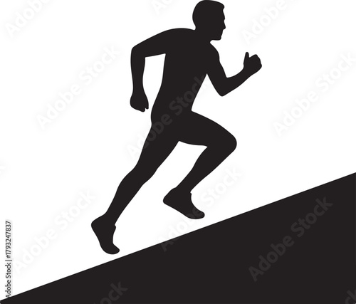 Silhouette Of Person Running Up Hill For Fitness Training On Transparent Background Sportsperson Exercise Strength Endurance Cardio Workout Athletic Stamina Wellness Lifestyle