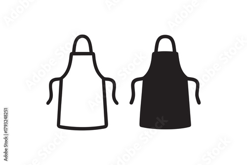 Vector Kitchen apron line and solid icon outline different style. Symbol, logo