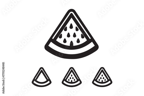 Vector Watermelon slice line and solid icon outline different style. Symbol, logo