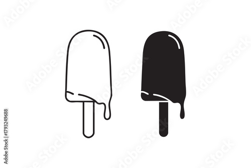 Vector Popsicle ice line and solid icon outline different style. Symbol, logo