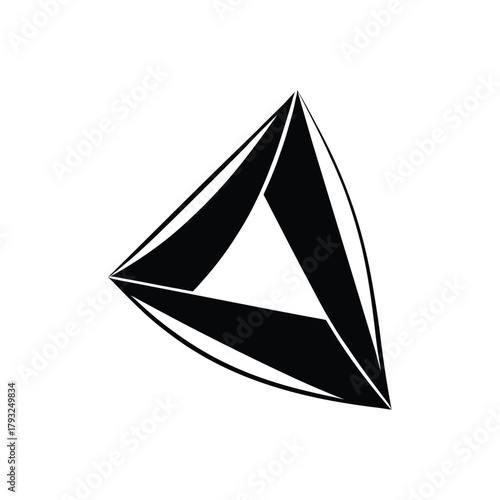 Abstract Curved Three Dimensional Pyramid or Delta Logo