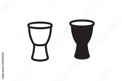 Vector Djembe drum icon in line and solid style. Symbol, logo