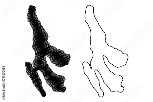 Bordoy island (Kingdom of Denmark, Faroe Islands) map vector illustration, scribble sketch Bordoy, headland island map