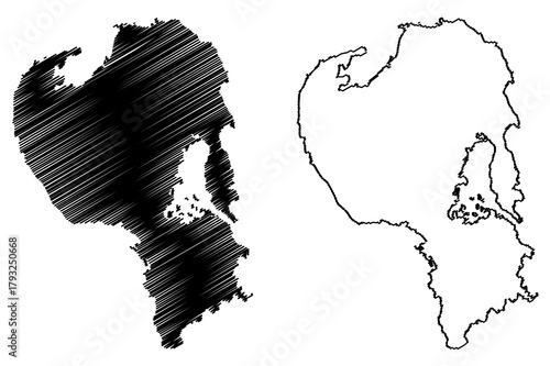 Bolshoy Solovetsky island (Russia, Russian Federation, White Sea) map vector illustration, scribble sketch Bolshoy Solovetsky map