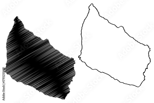 Bornholm island (Denmark, Baltic Sea) map vector illustration, scribble sketch Borrinjholm or Bornholmsk map