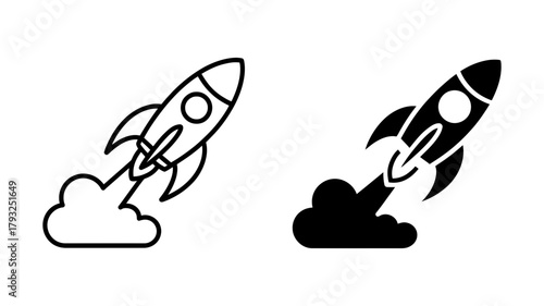 Rocket launch concept of startup, innovation, and new business venture symbol of ambition, aspiration, and reaching for the stars