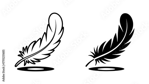 Feather icon symbol of lightness, softness, writing, and quill in vector format simple and elegant design