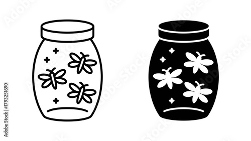 Fireflies in a jar, a whimsical illustration of summer nights and childhood memories, evoking a sense of wonder and magic