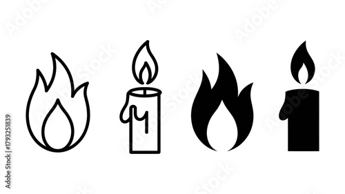 Vector Illustration of a candle flame, representing light, warmth, and spirituality