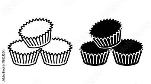 Vector Illustration of a stack of three peanut butter cups, one on top of the other