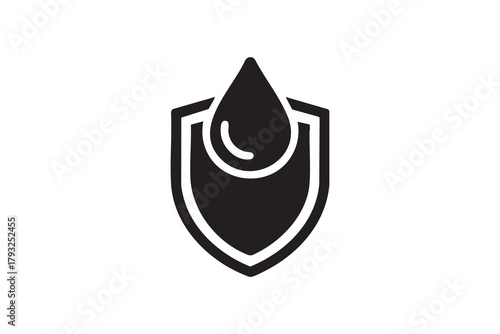 Waterproof icon. Containing water resistant, water protection, hydrophobic fabric and more.