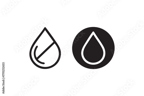 Waterproof icon. Containing water resistant, water protection, hydrophobic fabric and more.