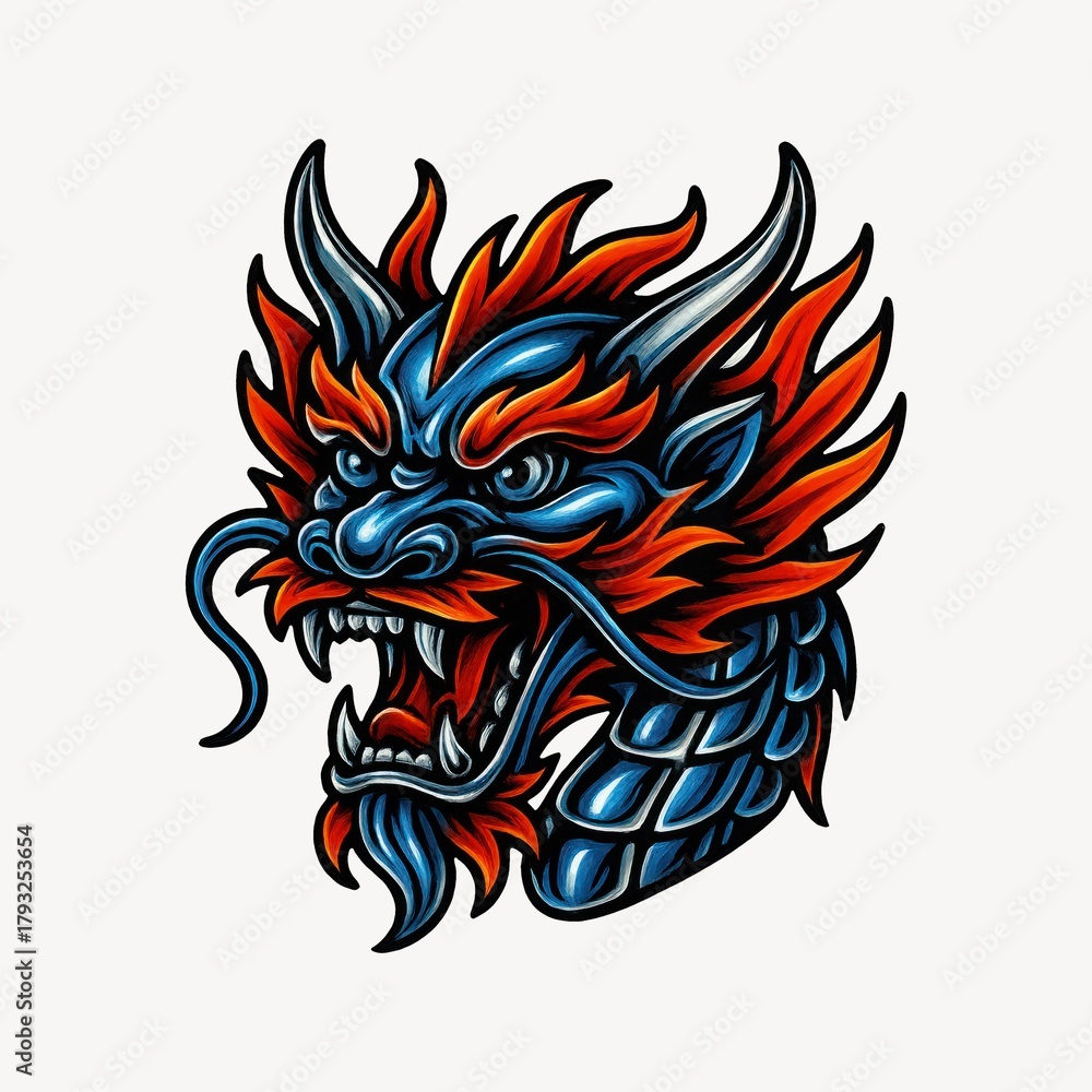 Naklejka premium Vibrant dragon tattoo design