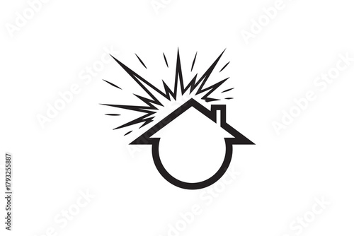 Vector explosion line and solid icon pack outline different style. Symbol, logo