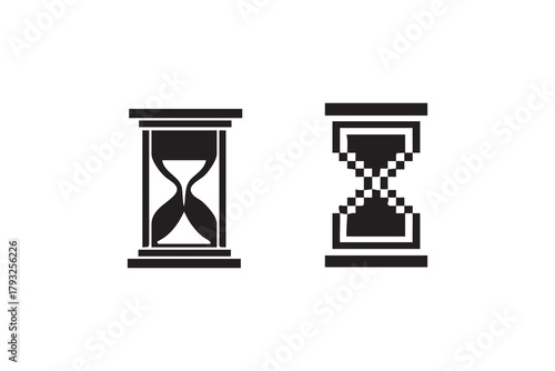 hourglass line and solid icon pack outline different style. Symbol, logo