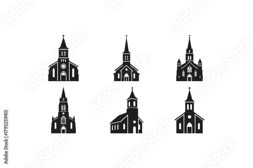 Church Silhouette Vector Set