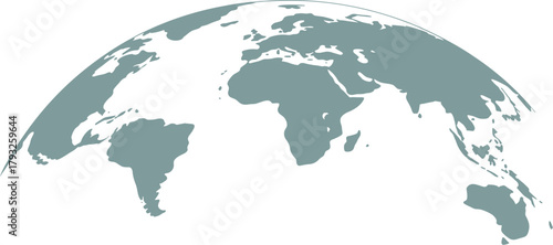 World Map with Curved Horizon earth continents