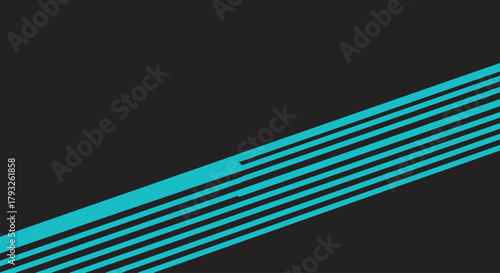 Abstract Geometric Background with Cyan Stripes on Black Canvas