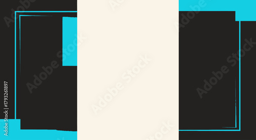 Geometric Design with Teal and Beige Blocks and Outline Borders