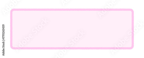 手書きのかわいいピンク色の長方形 - パステルカラーのポップでな横長のフレームやラベルの素装飾材