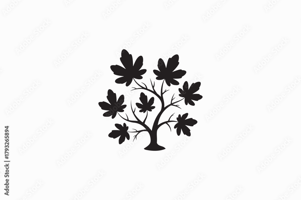 Obraz premium Broadleaf Maple tree vector silhouettes black image. .eps