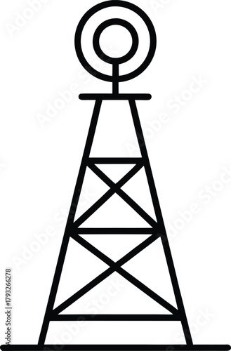 radar tower outline icon on white background.eps