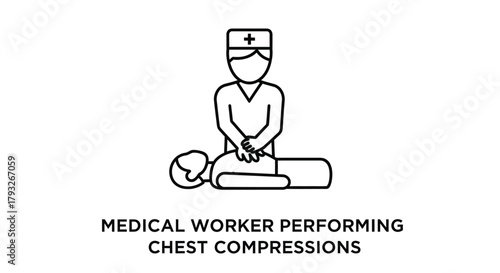 A medical worker is shown performing chest compressions on a patient