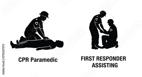 Emergency medical assistance paramedics providing cpr to a person in need