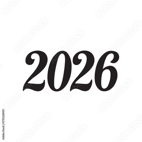 Bold black calligraphy style font numerals representing the year twenty twenty six