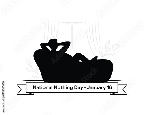A Man  relaxing on bean bag with National Nothing Day concept