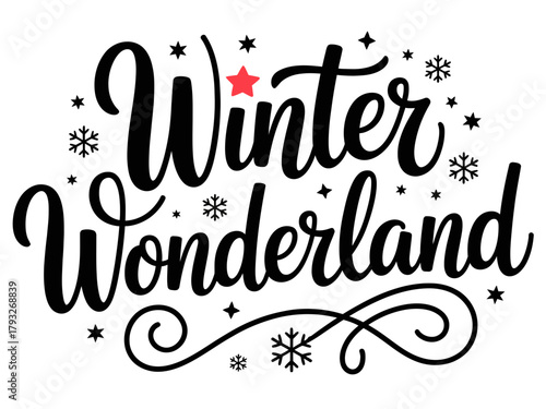 The words Winter Wonderland are written in a decorative font with snowflakes and stars.