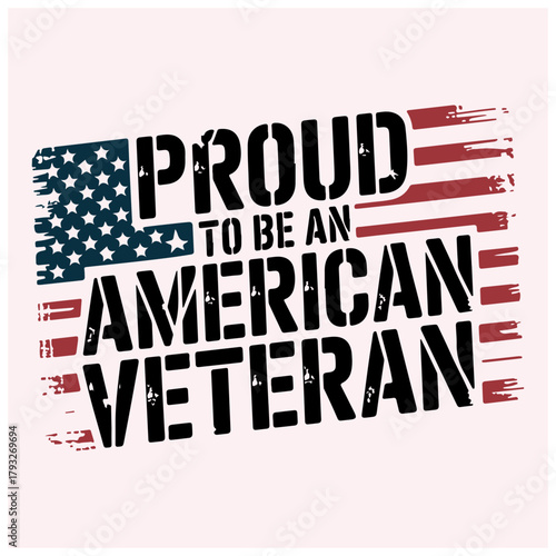 Bold patriotic typography design featuring the American flag. Perfect for celebrating Veterans Day and honoring U.S. heroes