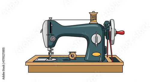 Vintage Sewing Machine Illustration.