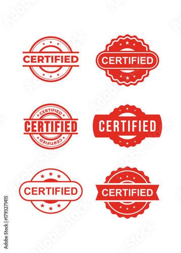 Certified stamp set stock illustration.