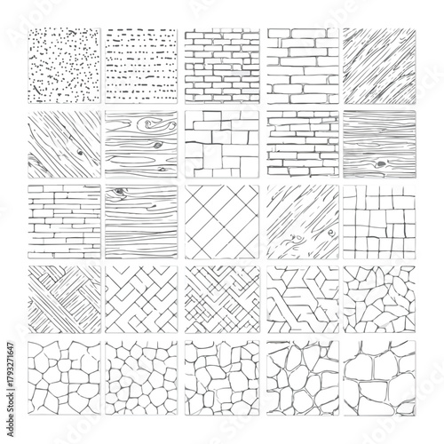 Architectural CAD Hatch Pattern Set, Vector Collection of Abstract Line Textures, Mosaic, Brick, Tile, and Stone Patterns for Architecture, Interior, and Landscape Design Plans
