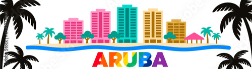 Aruba skyline illustration on white background
