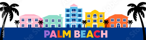 Palm Beach skyline illustration on white background