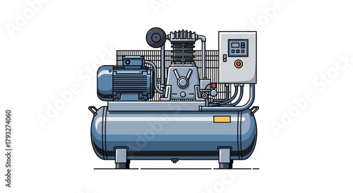 Industrial Air Compressor Machine Illustration.