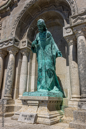 Viana do Castelo, Portugal. Bronze statue of the Sacred Heart of Jesus (1898) by Aleixo de Queiroz Ribeiro, at Sanctuary of Mount Santa Luzia