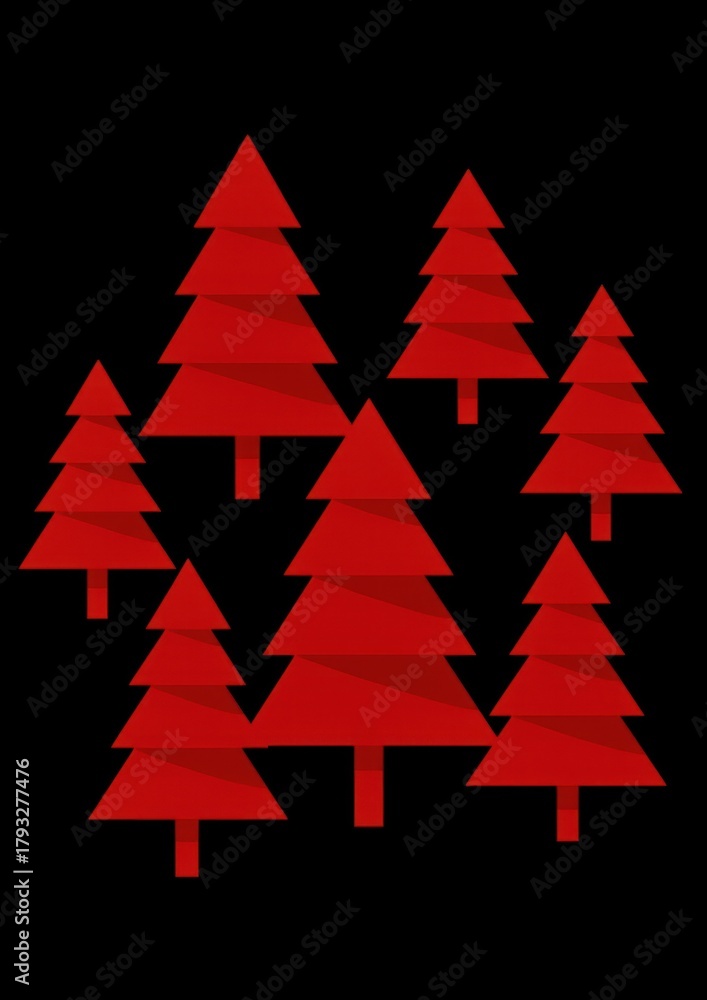 Obraz premium Minimalist red trees on black