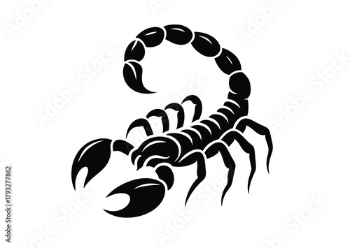 Scorpio, black and white vector silhouette